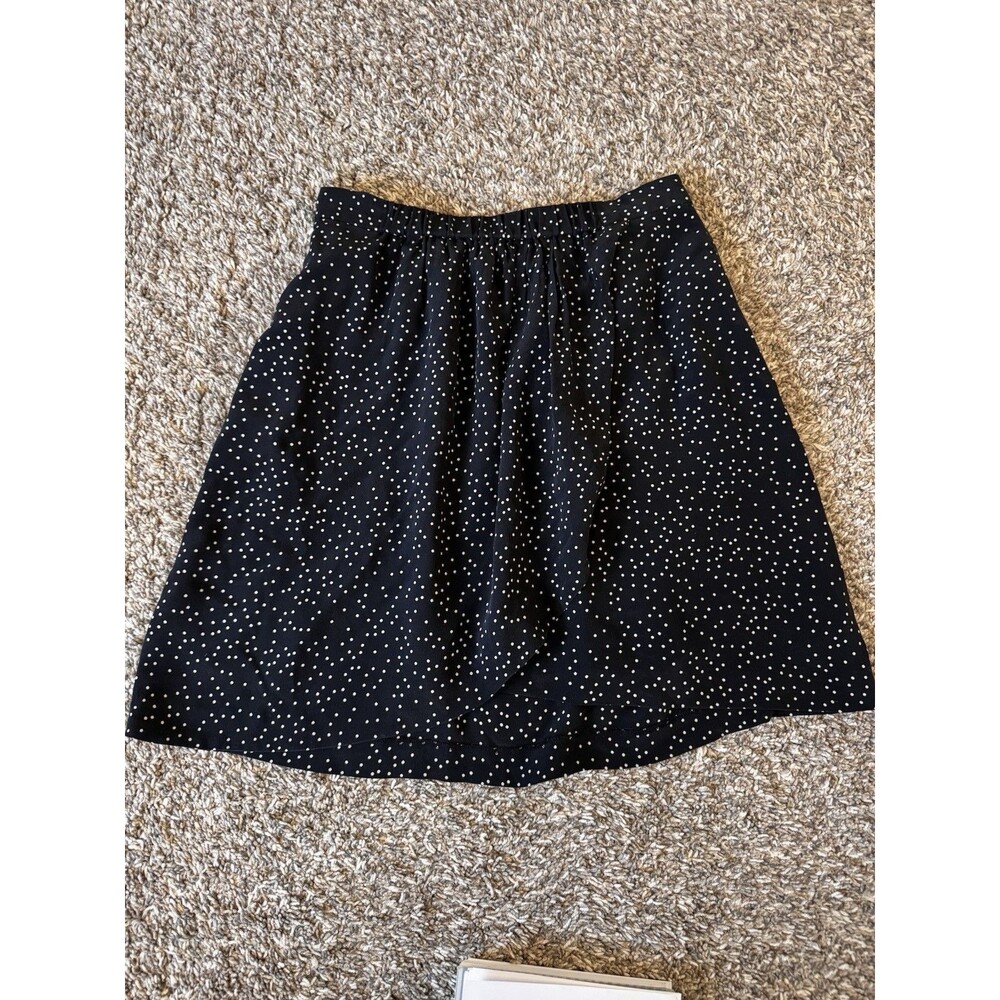 Madewell Women’s S Black White Dot Faux Wrap Mini Skirt Elastic Waist Lined